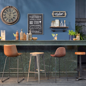 Tabouret de bar "Joris" noir - métal & bois