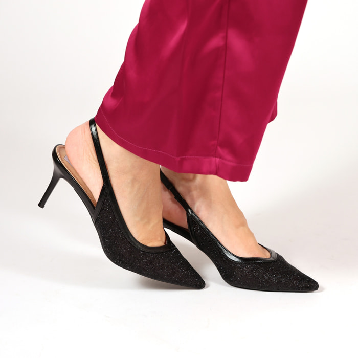 Dècolletè in simil pelle brillantinati