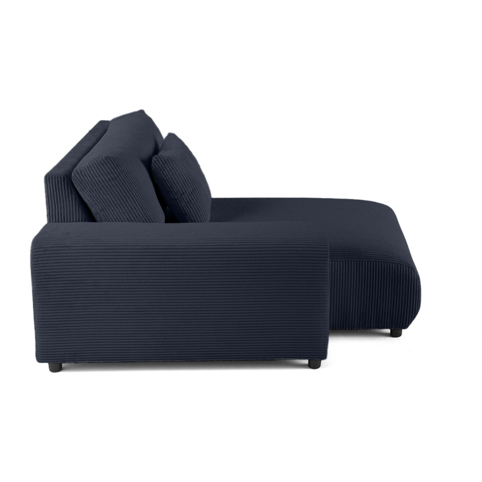 Garance - module d'assise méridienne gauche - en velours côtelé - Bleu nuit
