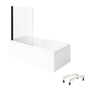 Baignoire droite VILLEROY & BOCH Architectura avec pieds 180 x 80 cm Blanc + Pare bain gauche AURYS Raywall Noir mat