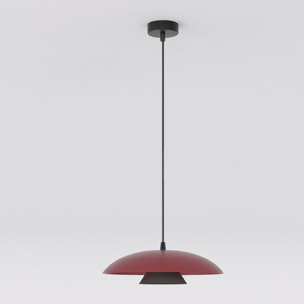 Lampada a sospensione Babel in acciaio bordeaux e nero