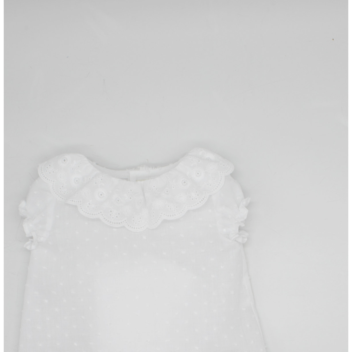 BLUSA PLUMETI MANGA CORTA Y CUELLO TIRA BORDADA