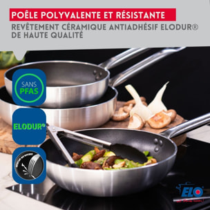 Set de 2 Poêles céramique sans PFAS et 2 couvercles Bistro Line Elo