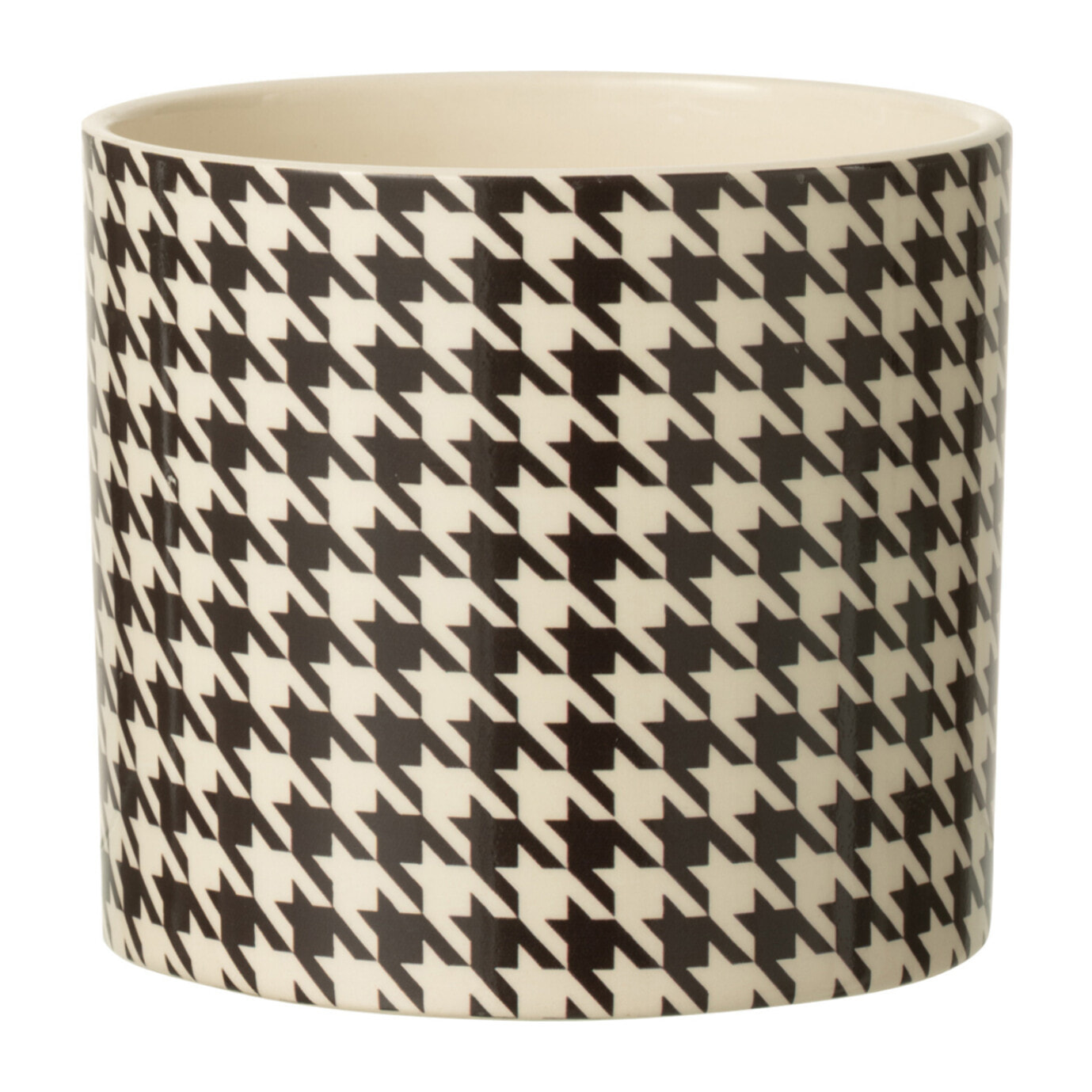 J-Line cache-pot Pied-De-Poule - céramique - blanc/noir - medium