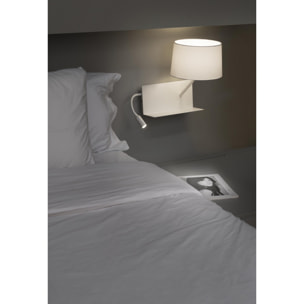 HANDY USB A Lampada da parete bianca con lettore LED sinistra