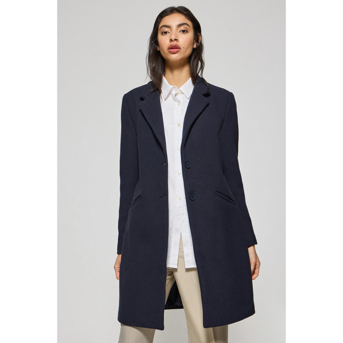 Cappotto Kate abbottonato blu marino con particolari Polo Club