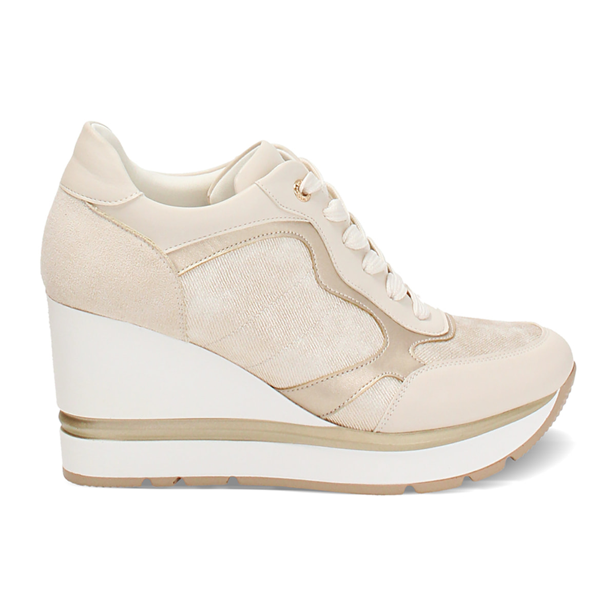 Sneakers donna beige in tessuto