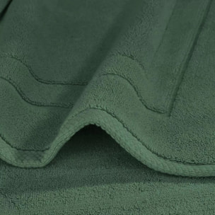 Tapis de bain pur coton 900 g/m² uni vert Elea kaki