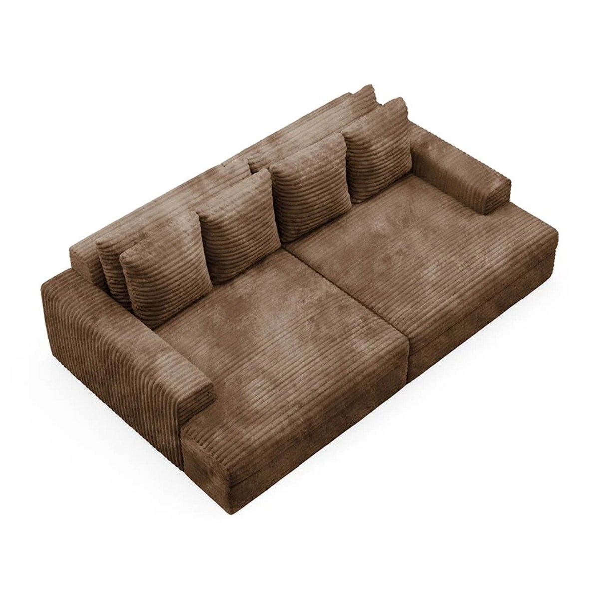 CAMELIA - Canapé 3 places en velours côtelé épais marron