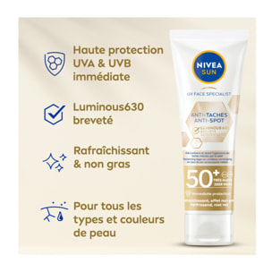 Pack de 2 - Protection Solaire Visage Fluide UV NIVEA SUN FPS 50+ Anti-tâches Luminous 630 40ml