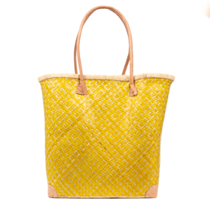 Arda bolso de hombro mujer. Fabricado en paja con asas de cuero.