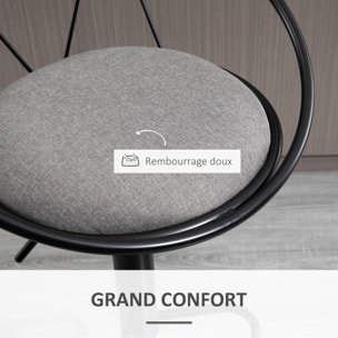 Lot de 2 tabourets de bar – Style néo-rétro – Réglables et pivotants