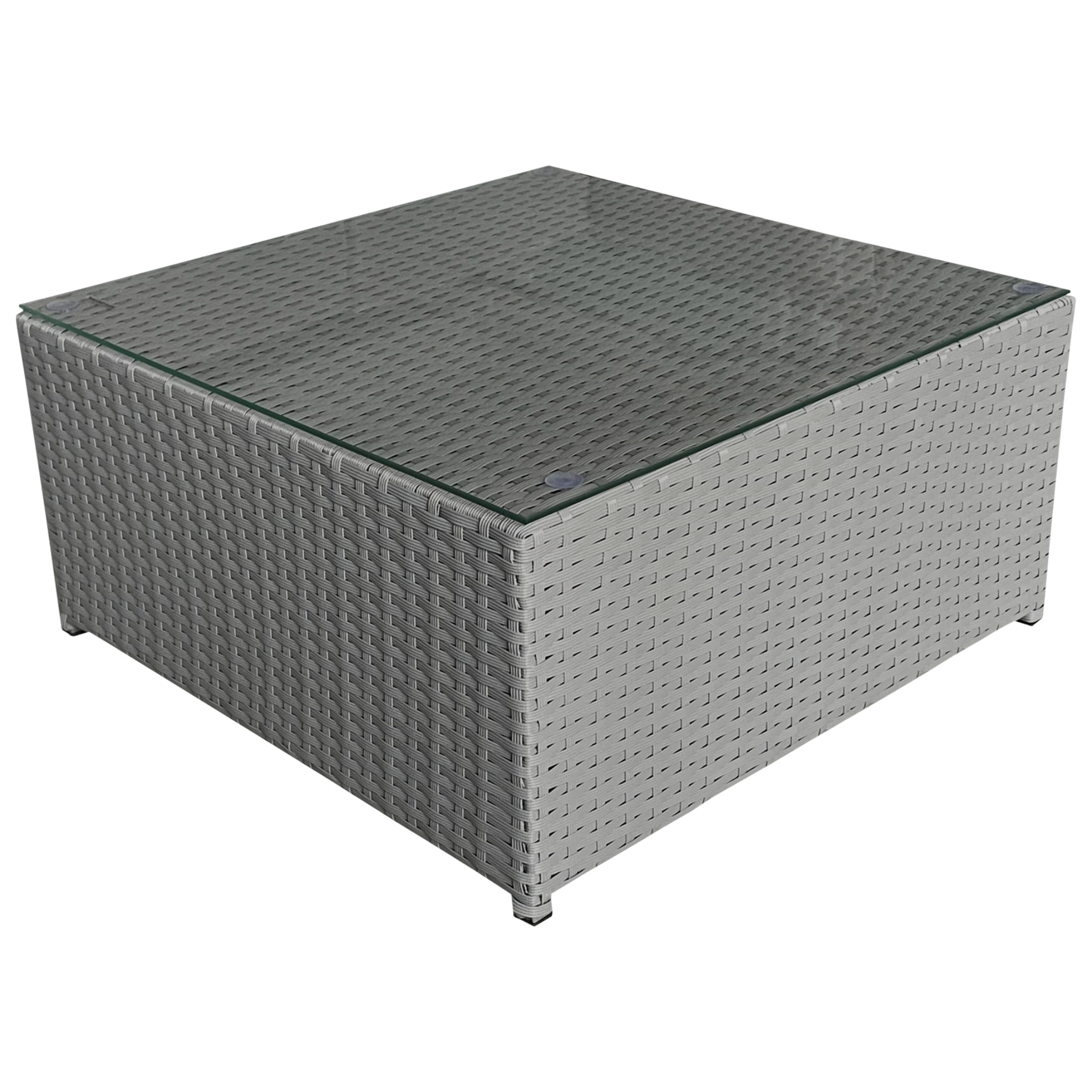 Salon de jardin BONIFACIO en résine tressée gris 6 places - coussin gris