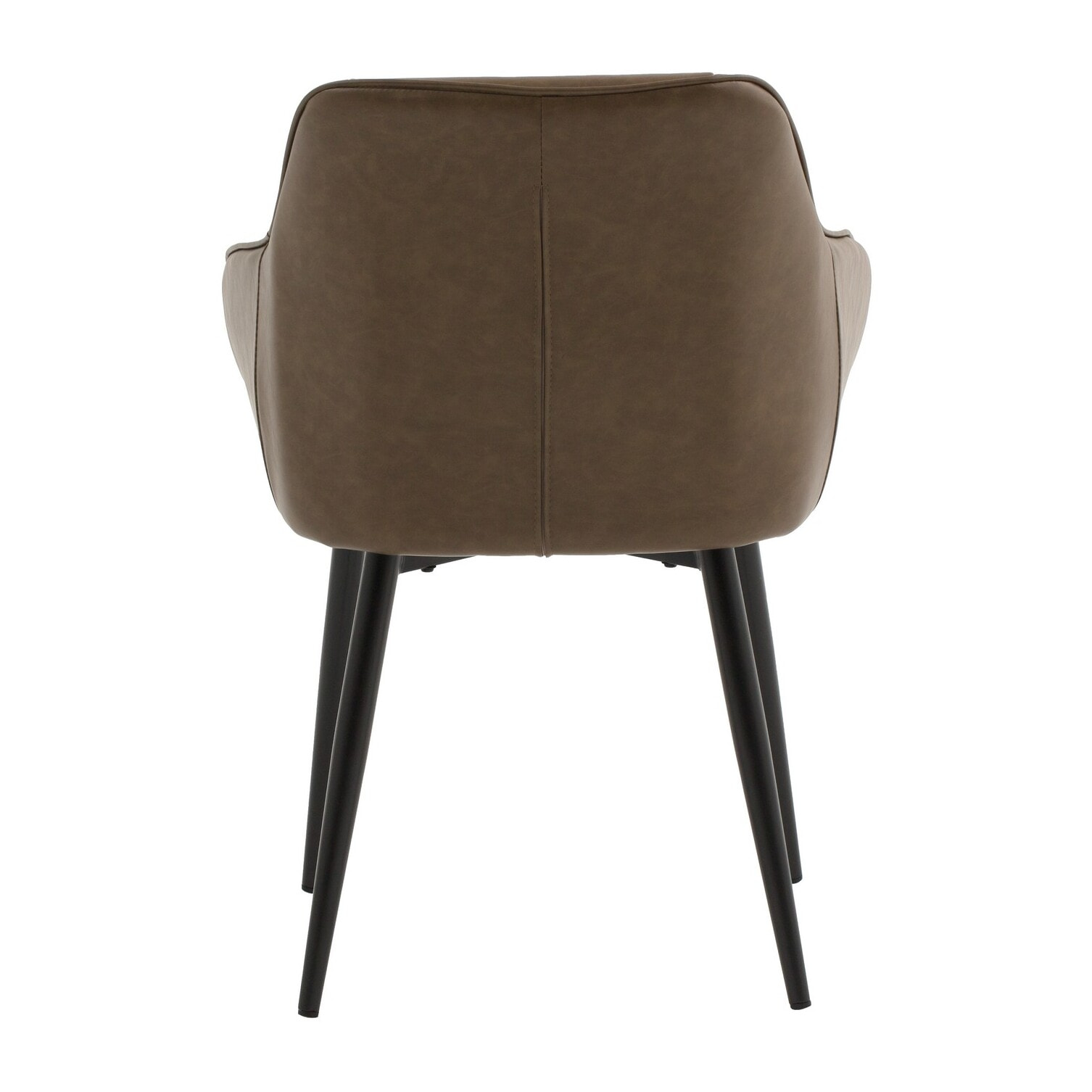 Set di 2 poltroncine HAMMERSMITH in similpelle marrone e gambe in metallo nero, con braccioli