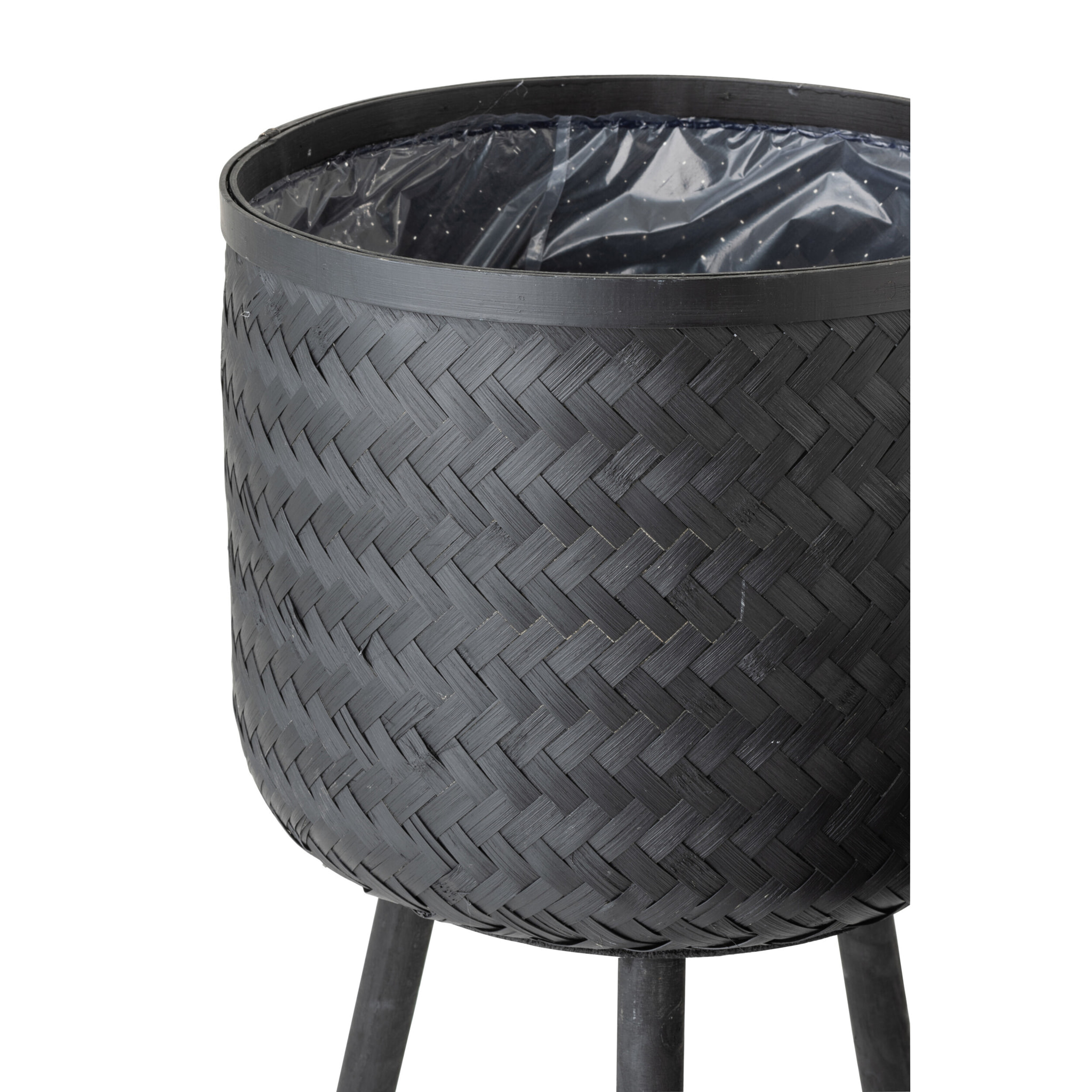 J-Line cache-pot bambou - jute - noir - 3 pcs -  Ø 37 cm