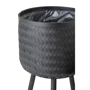 J-Line cache-pot bambou - jute - noir - 3 pcs -  Ø 37 cm