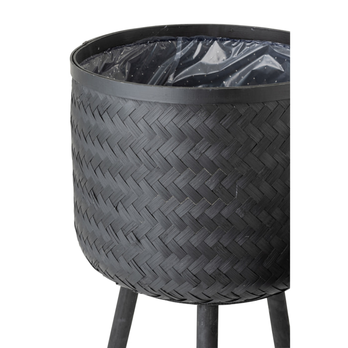 J-Line cache-pot bambou - jute - noir - 3 pcs -  Ø 37 cm
