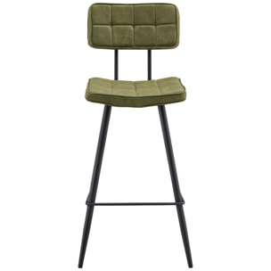 Lot de 2 tabourets de bar en simili vert FERNAND