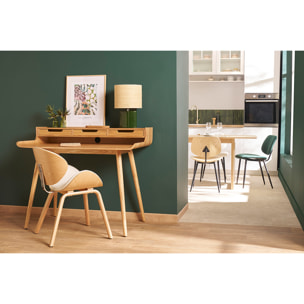 Chaise design noire et bois clair WALNUT