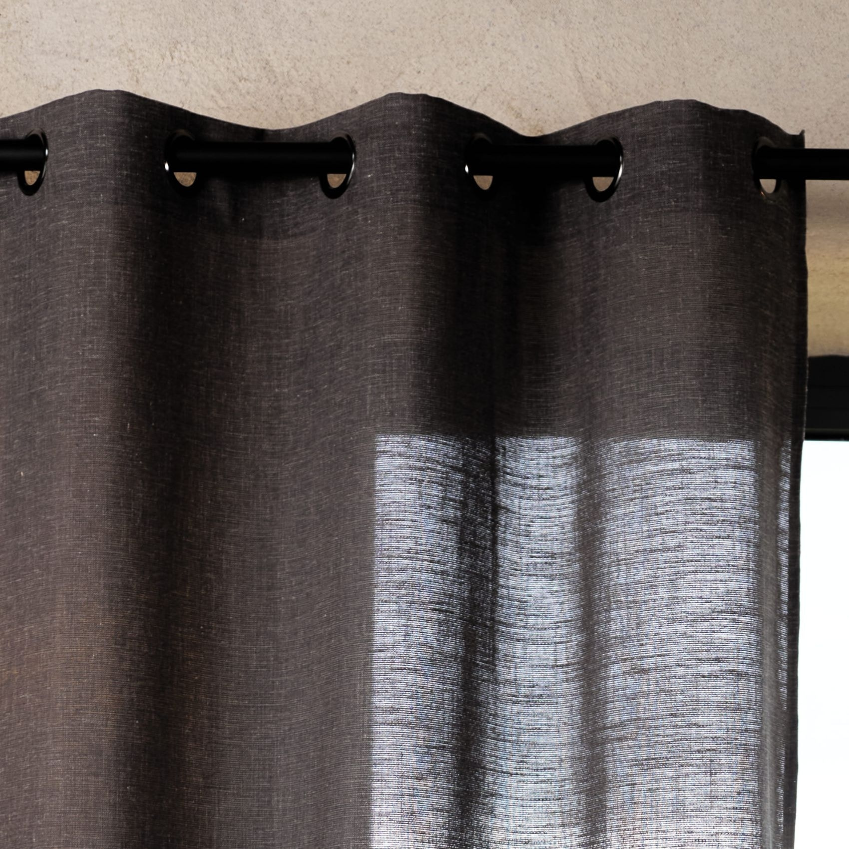 Rideau poly-lin à œillets - Gris anthracite