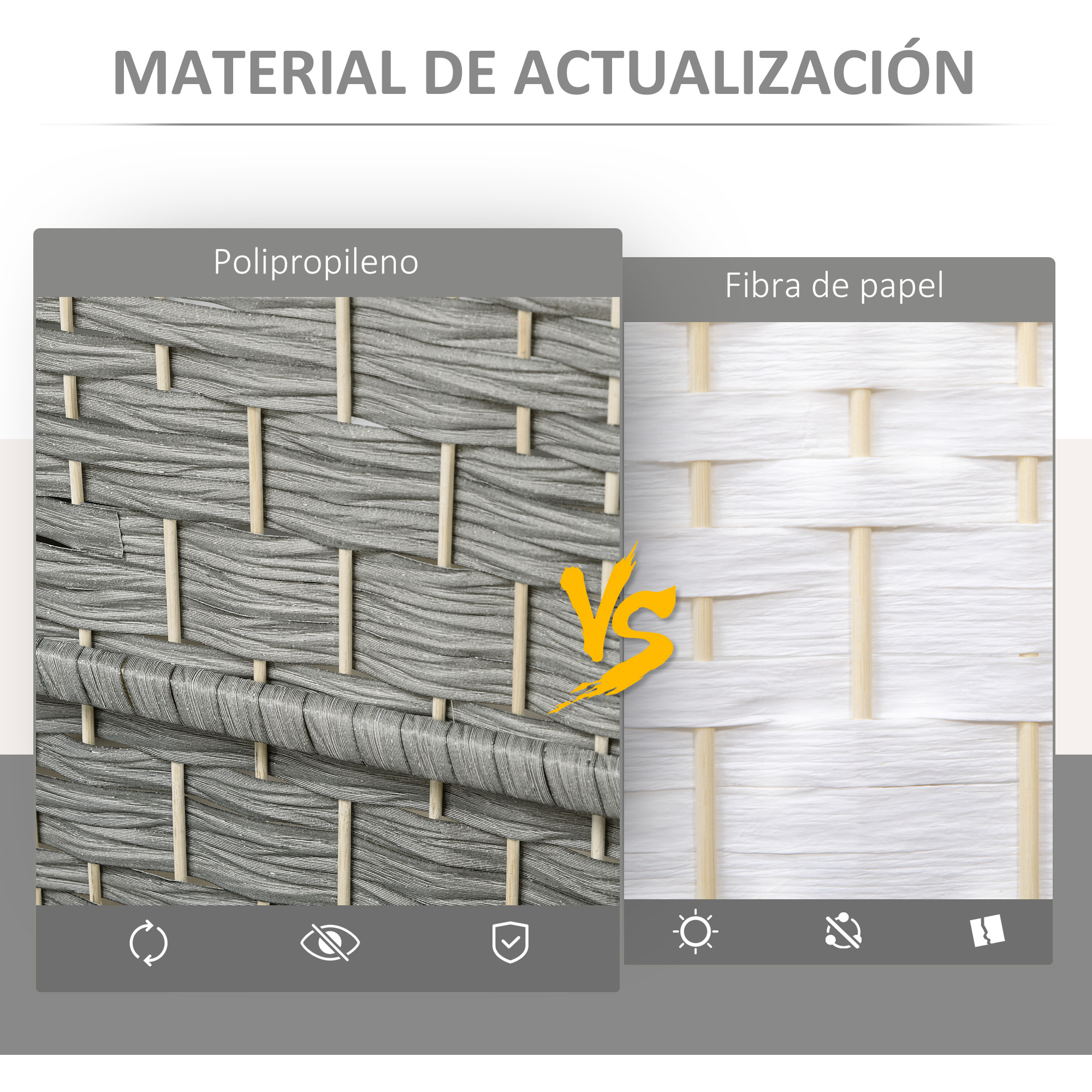 Biombo Plegable de 3 Paneles 135x180 cm Biombo Separador de Ambientes Pantalla de Privacidad de Polipropileno para Oficina Dormitorio Gris Mixto