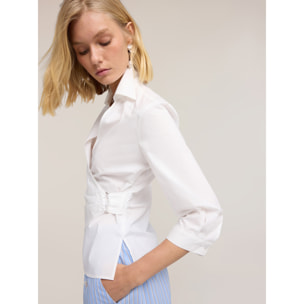Motivi - Camicia wrap in popeline - Bianco