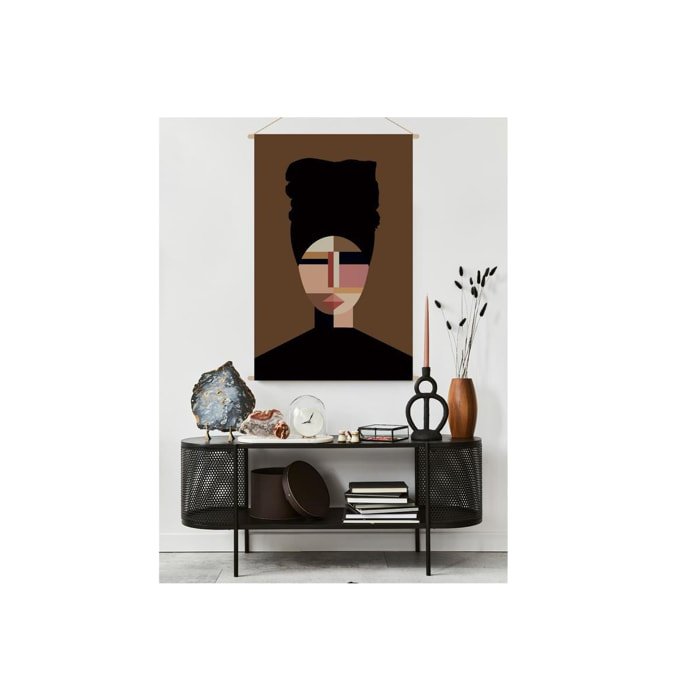 Kakemono tableau en toile suspendue portait de femme ethnique avec turban L80 x H120 cm TURBA