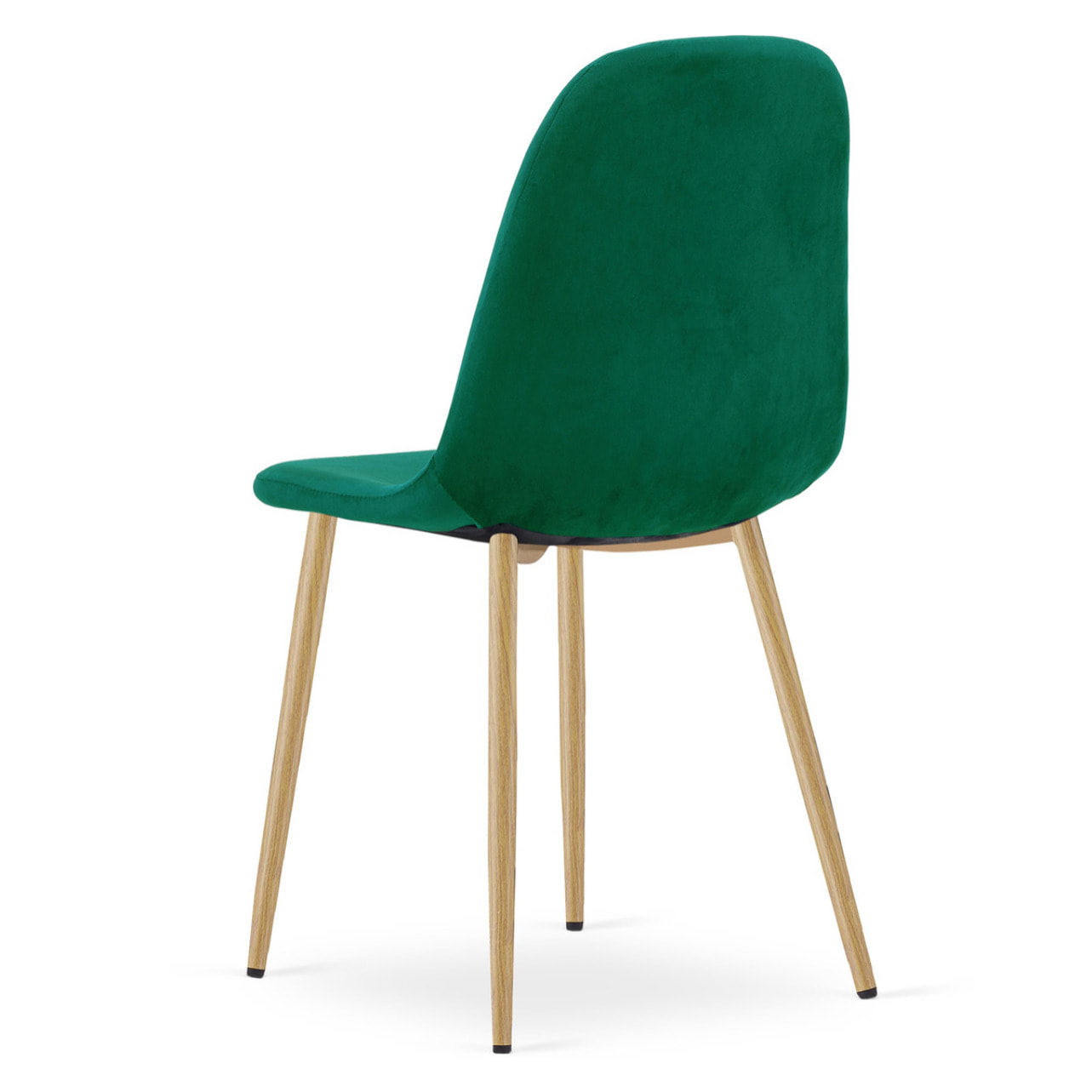 Sedia Padva in velluto verde con gambe effetto rovere