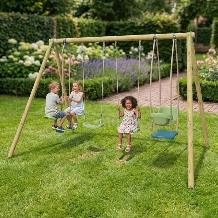 Portique bois 2,30 m Artix HALI 2 - 6 enfants