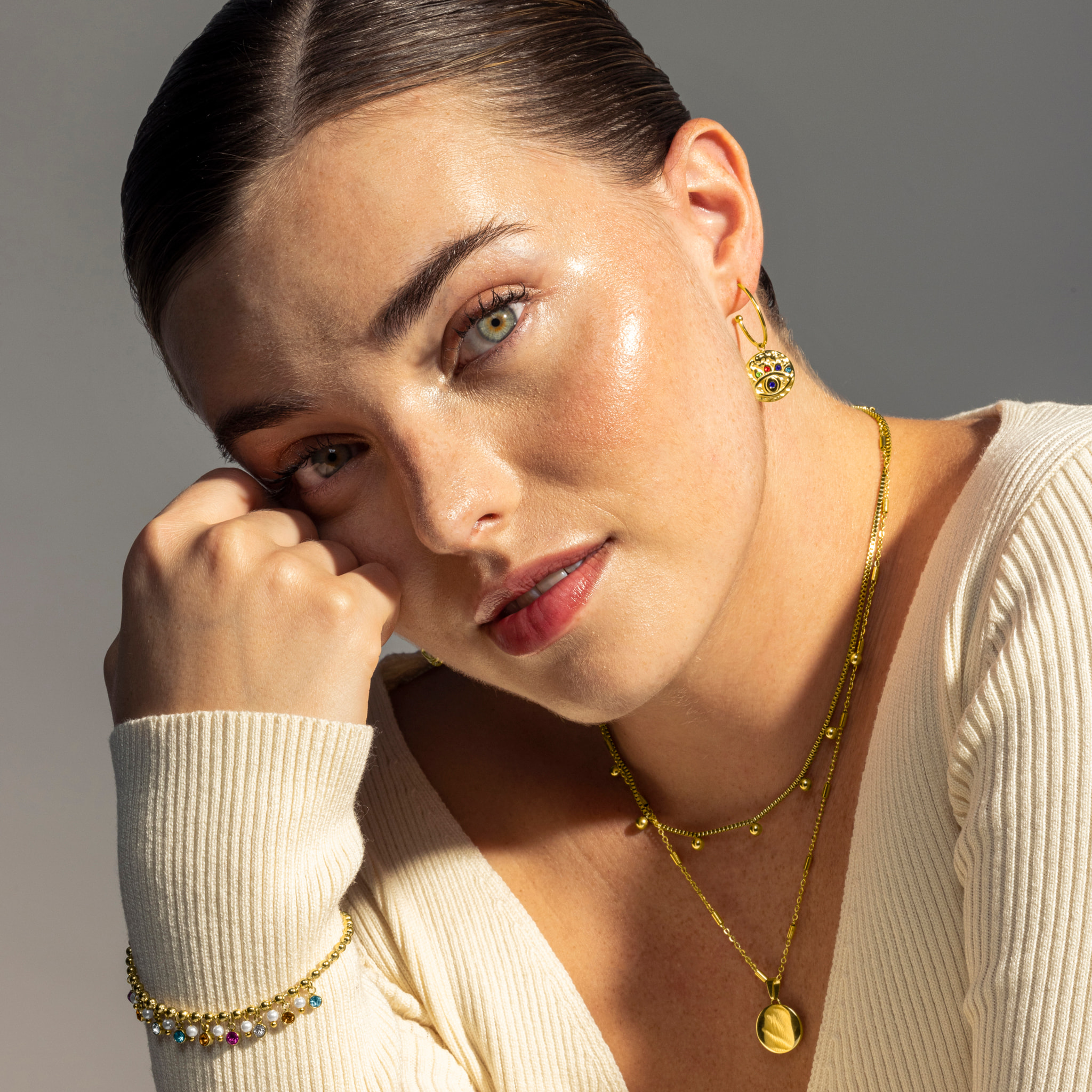 Pulsera de Circonita Multicolor acabada en oro amarillo de 18K- Zasid