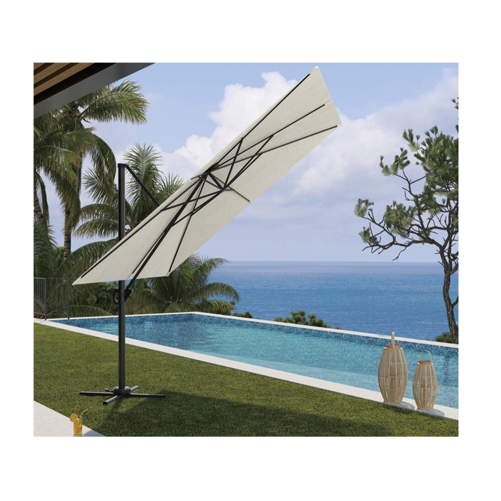 SUNKING - Parasol déporté 3x3m - Lin