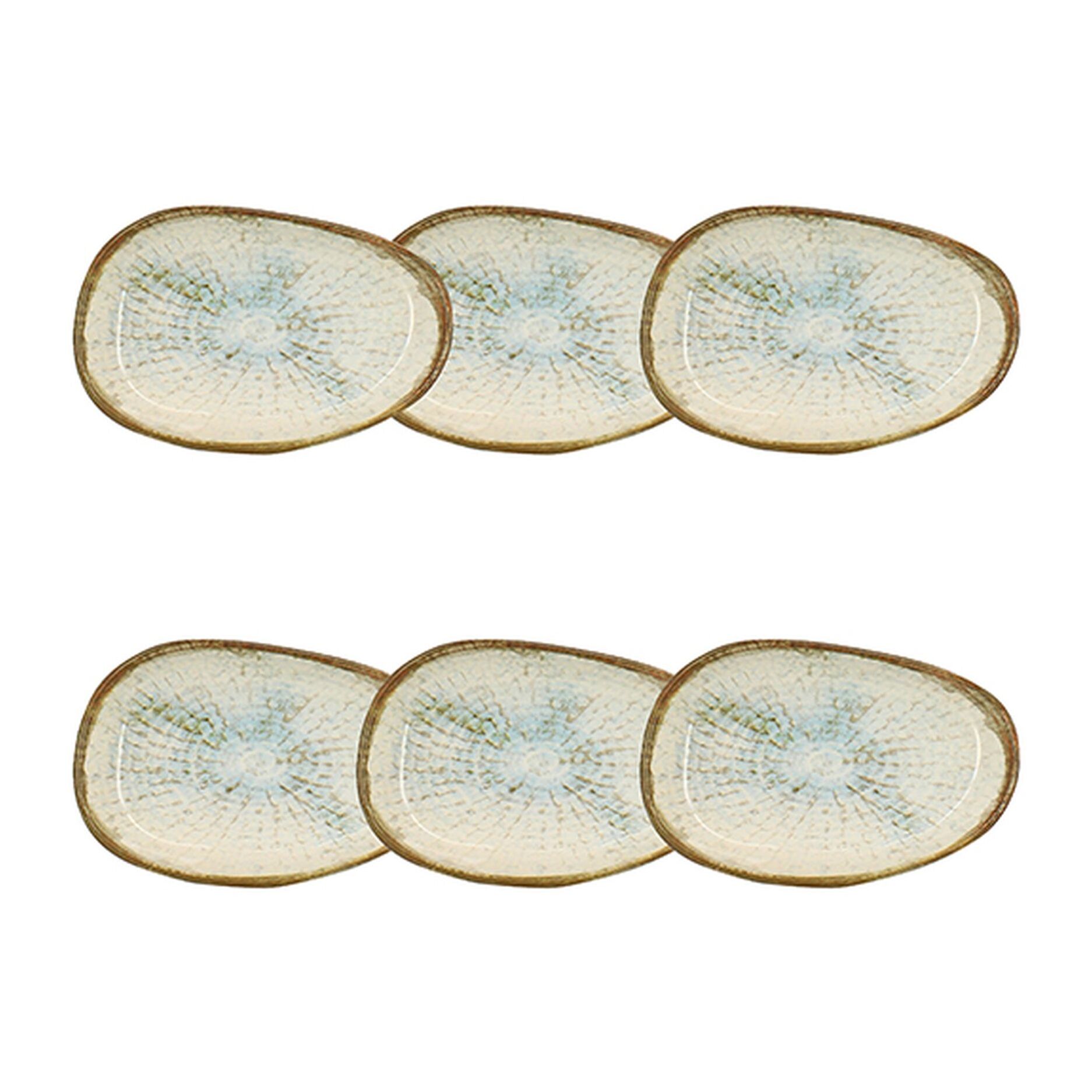 Lot de 6 coupelles 10cm en faience bleu et blanc MINERAL