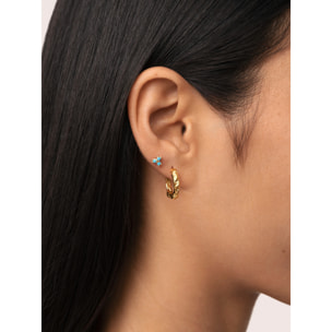 Pendiente Suelto Turquoise Trébol Plata Baño Oro