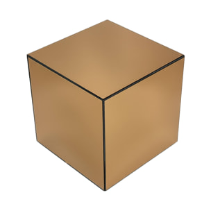 Table cubique miroir ambre. bout de canapé. table d'appoint cube miroir 40cm