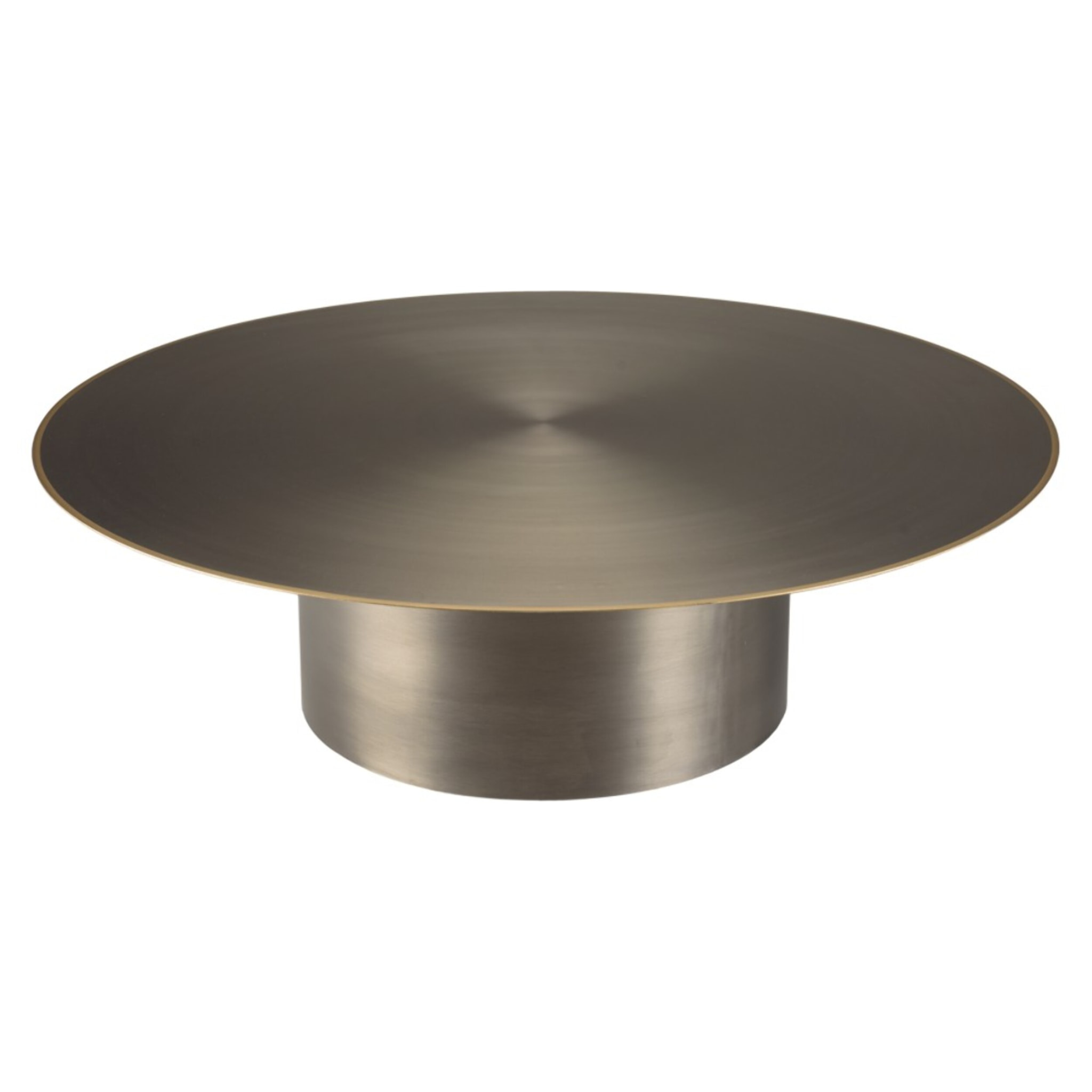 JAMES - Table basse ronde 120x120cm en fer noir et bordure dorée