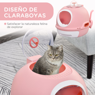 Caja de Arena para Gatos Arenero Cubierto con Cajón Arenero Cerrado para Gatos con Claraboya Abatible Bandeja Extraíble y Pala 47x55x44 cm Rosa