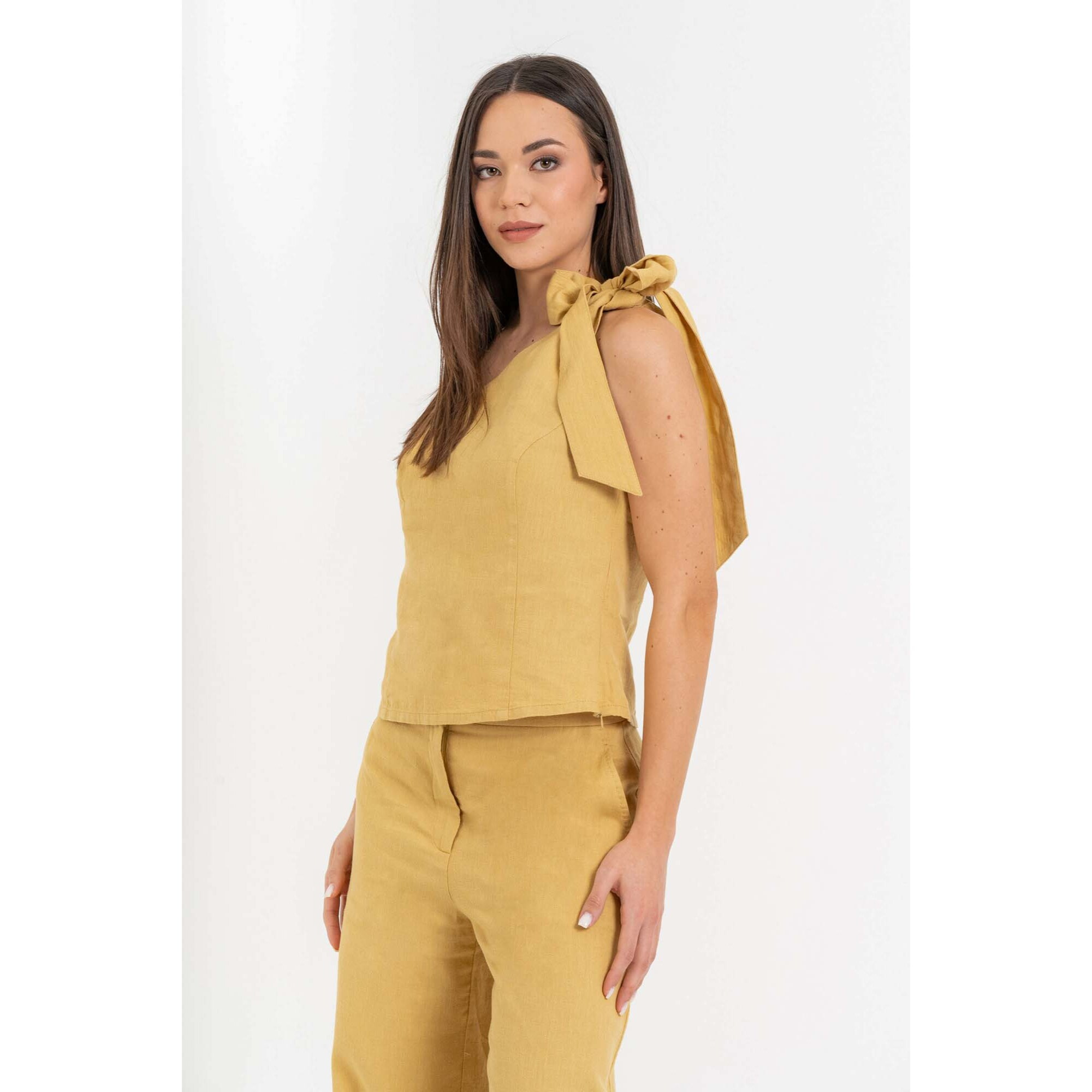 Kocca - Top monospalla da donna in lino e cotone con fiocco Donna