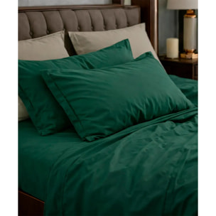 Parure CopriPiumino e Federe RASO VERDE tinta unita per letto matrimoniale 100% Raso di Cotone e Made in Italy