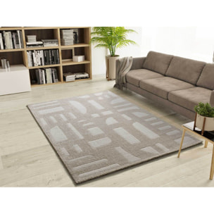 CALEDONIA Alfombra con diseÃ±o a cuadros en beige, varias medidas disponibles.
