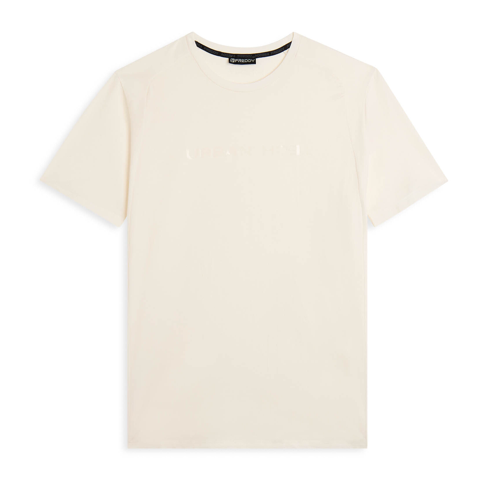 T-shirt regular con spalle raglan e doppia stampa lucida