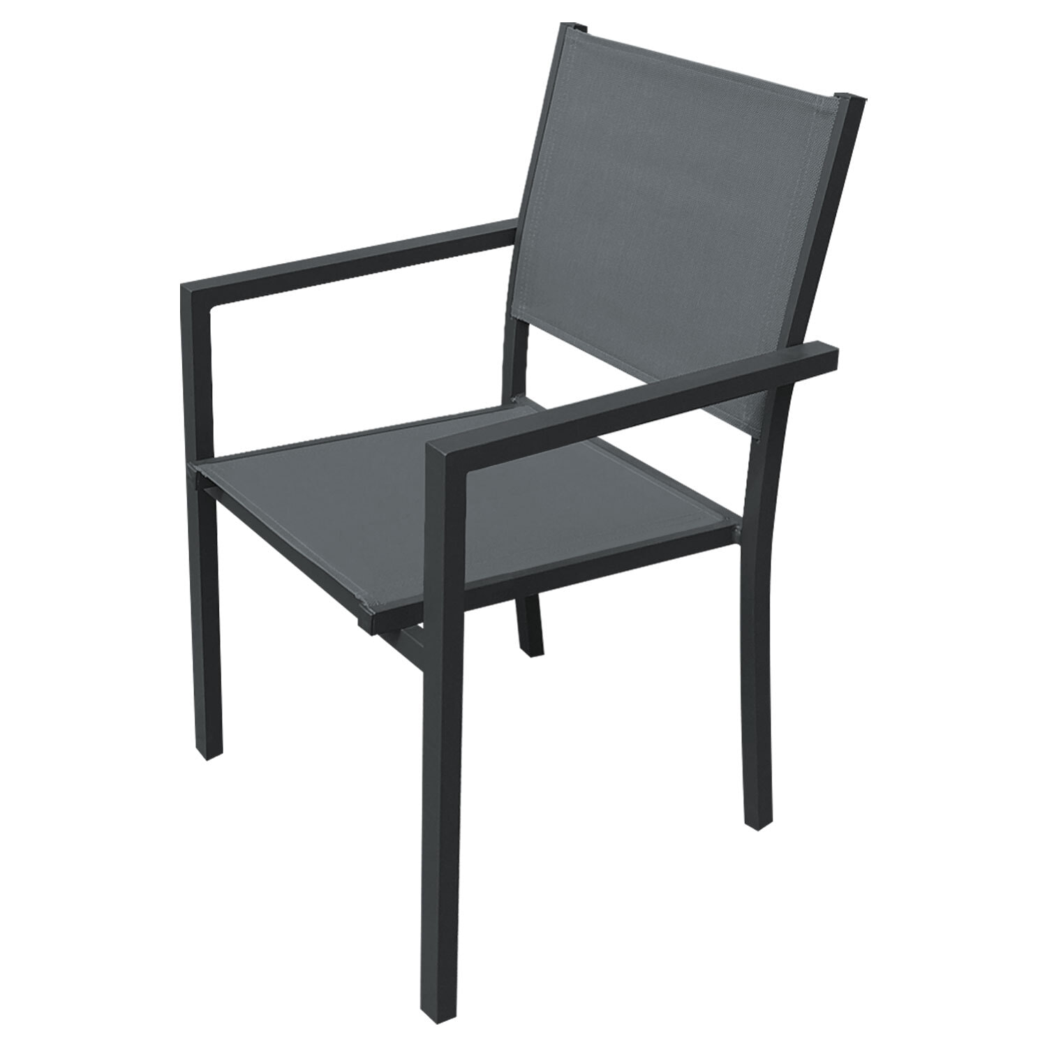 Salon de jardin BERGAMO en textilène gris 4 places - aluminium anthracite