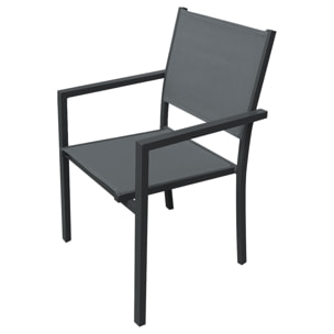 Salon de jardin BERGAMO en textilène gris 4 places - aluminium anthracite