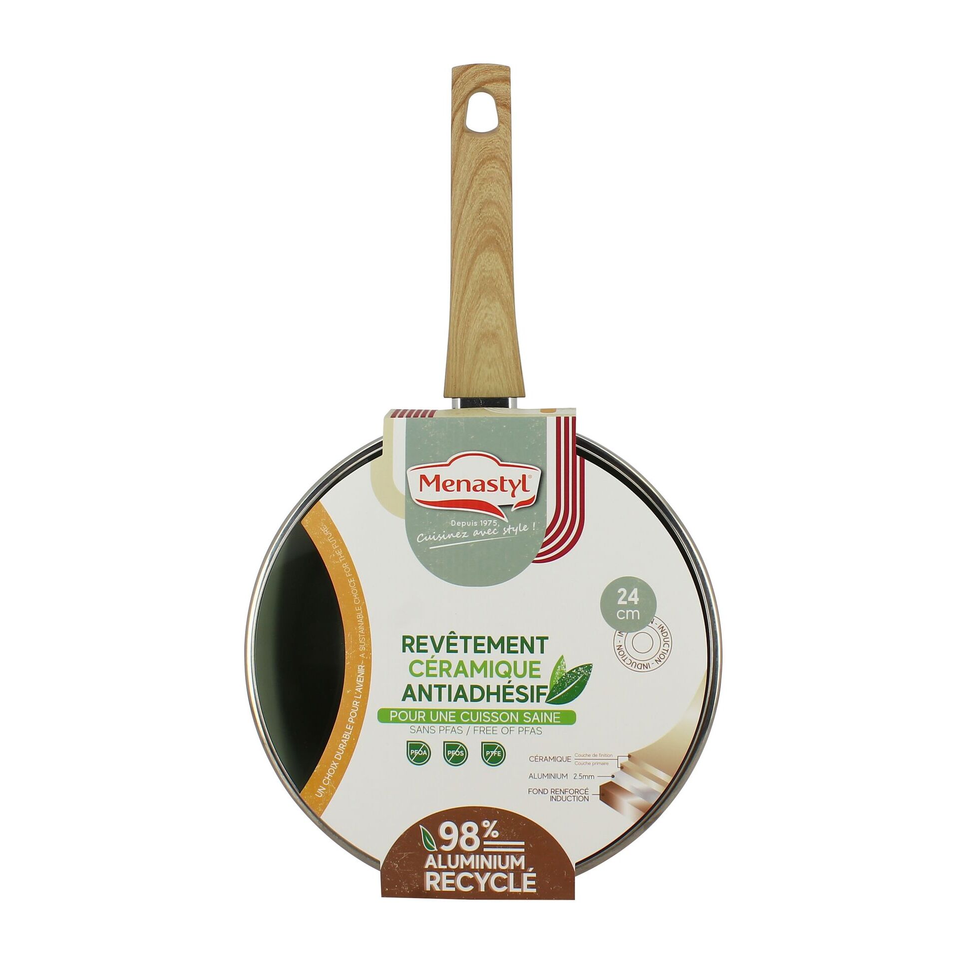 Sauteuse 24cm avec revêtement céramique céladon - tous feux COLORAMA