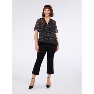 Fiorella Rubino - Blusa con estampado de letras en crepé - Negro