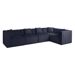 Nova - canapé modulable d'angle réversible - 6 places - avec pouf d'appoint - en velours - Bleu marine