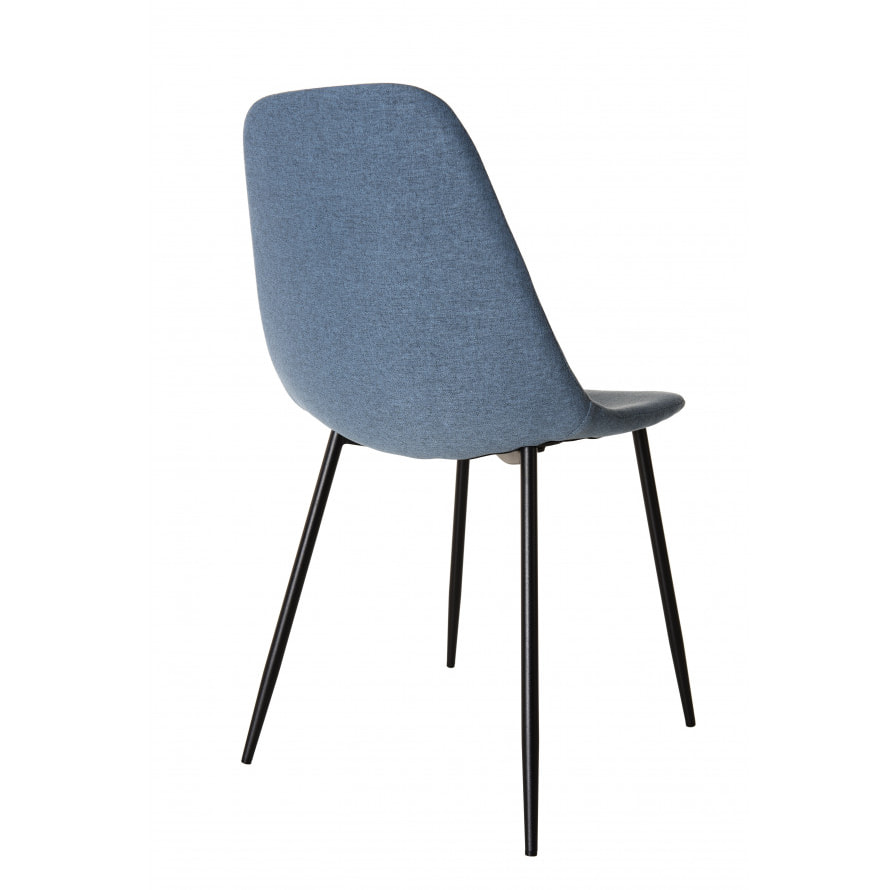 AUGUSTIN - Lot de 2 chaises tissu bleu pieds métal noirs