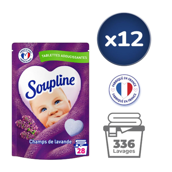 Pack de 12 - Soupline Tablettes Adoucissantes Cœurs Champs de Lavande - 28 pièces