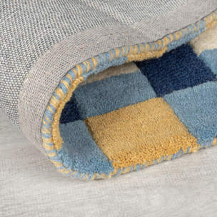 Tapis en laine de couloir KAI Bleu