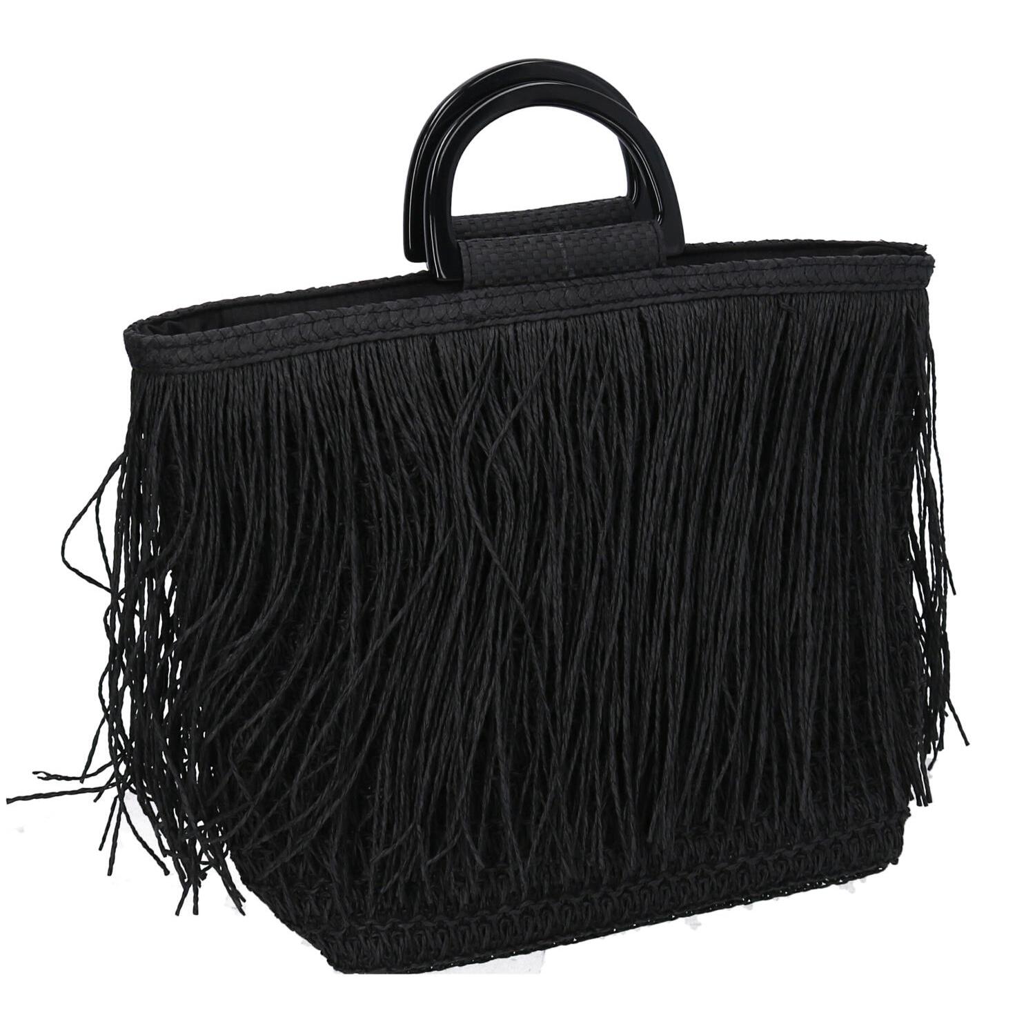 Borsa nera con frange cm37x13h24