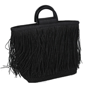 Borsa nera con frange cm37x13h24